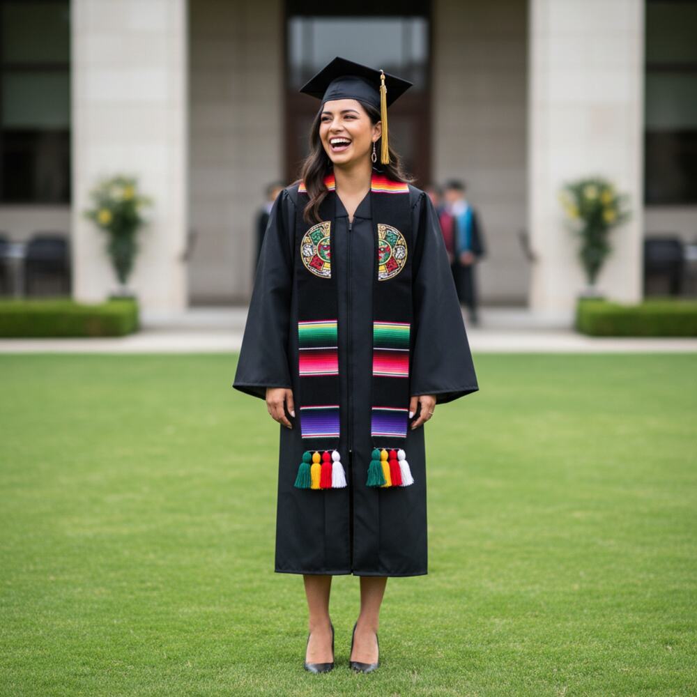 Class of 2026 Mexican zarape graduation sash Mexico free text under icon